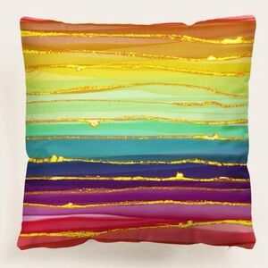 Rainbow Stripe Pattern Pillow Case Cover Decorative Toss Pillow